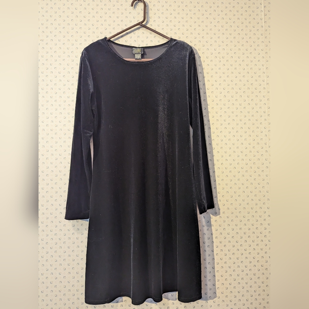 🖤 Teddi Evening Vintage Faux Velvet Dress Size 10 Vintage Holidays Whimsigoth